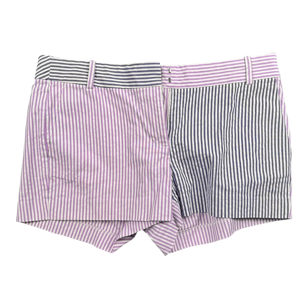 J.Crew Womens Colorblock Striped Seersucker Shorts Purple Navy Blue A3249 Size 6